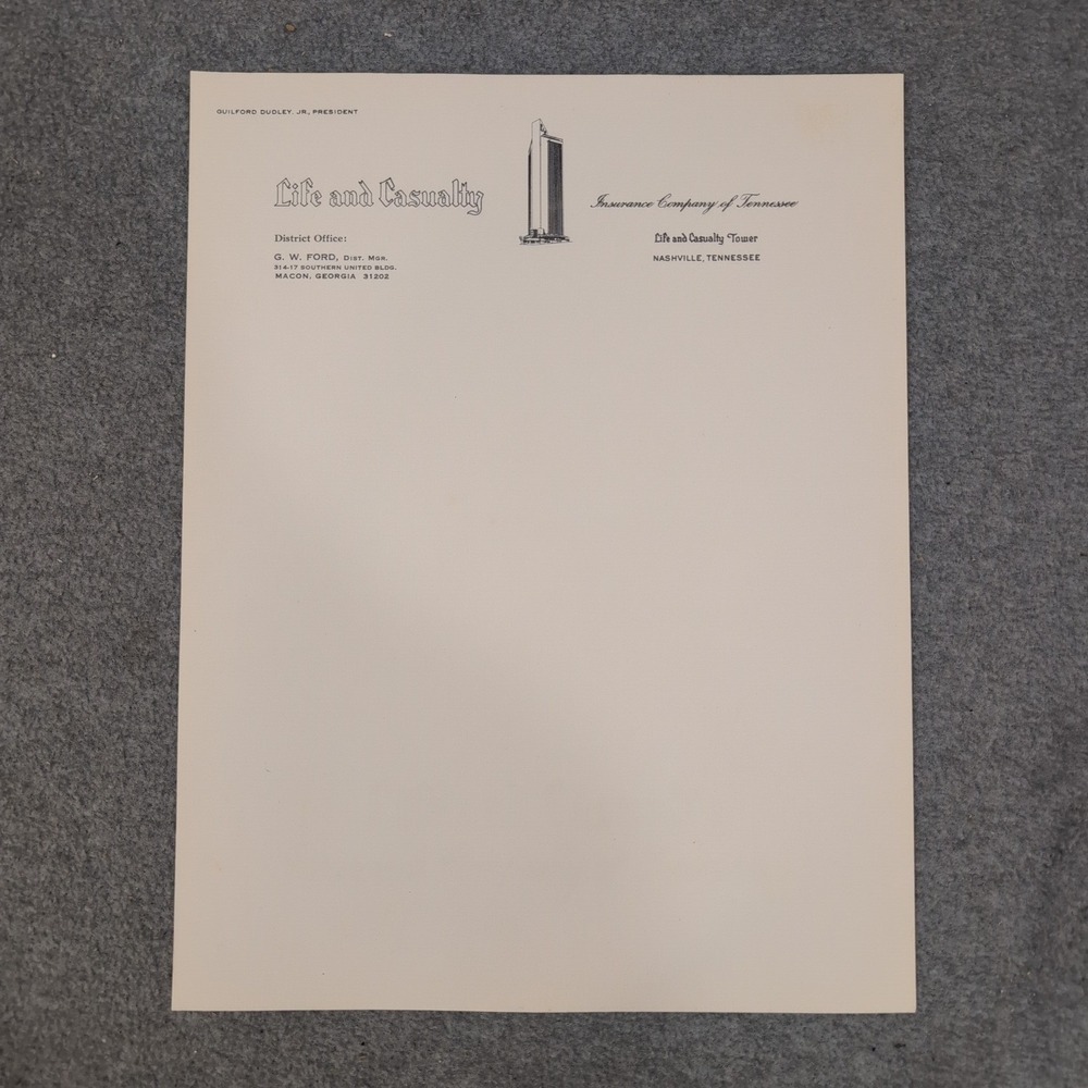 Vtg Life & Casualty Insurance Co Tennessee Letterhead Macon GA Stationery 150+ - Picture 1 of 3